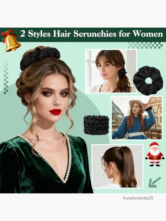 25 Piece Hair Accessories Set - Scrunchies, Claw Clips, Bows, Brush main image 4